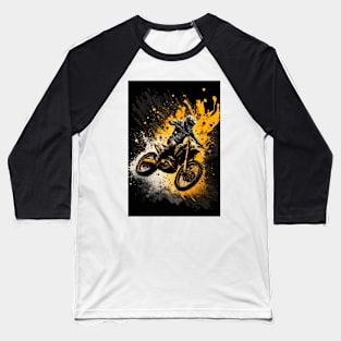 Dirt Bike With Paint Orange Splash Design Baseball T-Shirt